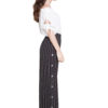 black and white striped snap pants- side