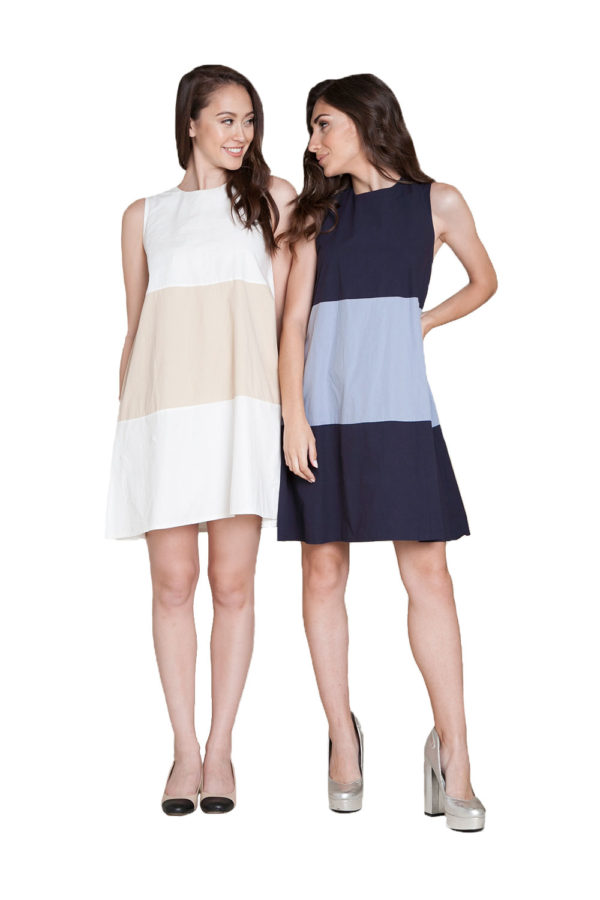 color block mini dresses- front