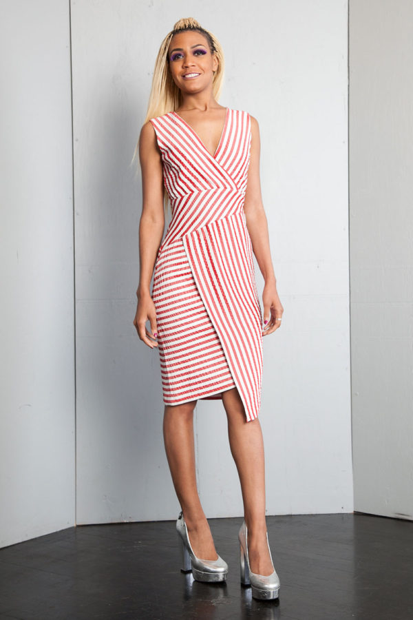red striped dress- front