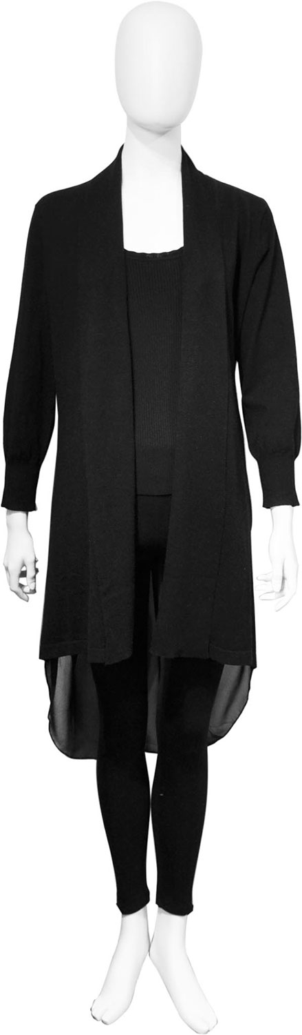 black chiffon back cardigan- front
