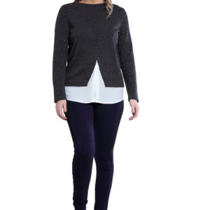 twofer layered grey top- front