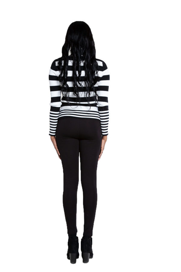 black and white striped turtleneck sweater- back