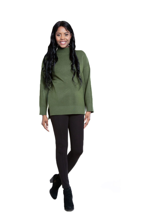 olive green oversized knit sweater- front
