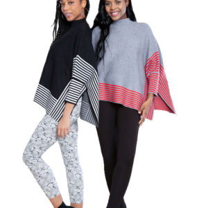black and grey striped sweaters- front
