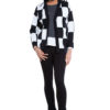 black and white check knit cardigan- front