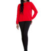 red grommet detail knit top- front