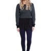 charcoal grey knit and chiffon twofer top- front