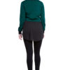 hunter green knit and chiffon twofer top- back
