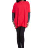 red and charcoal knit top- front