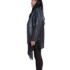 faux leather chiffon back black jacket- side