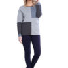 grey patchwork knit top- front