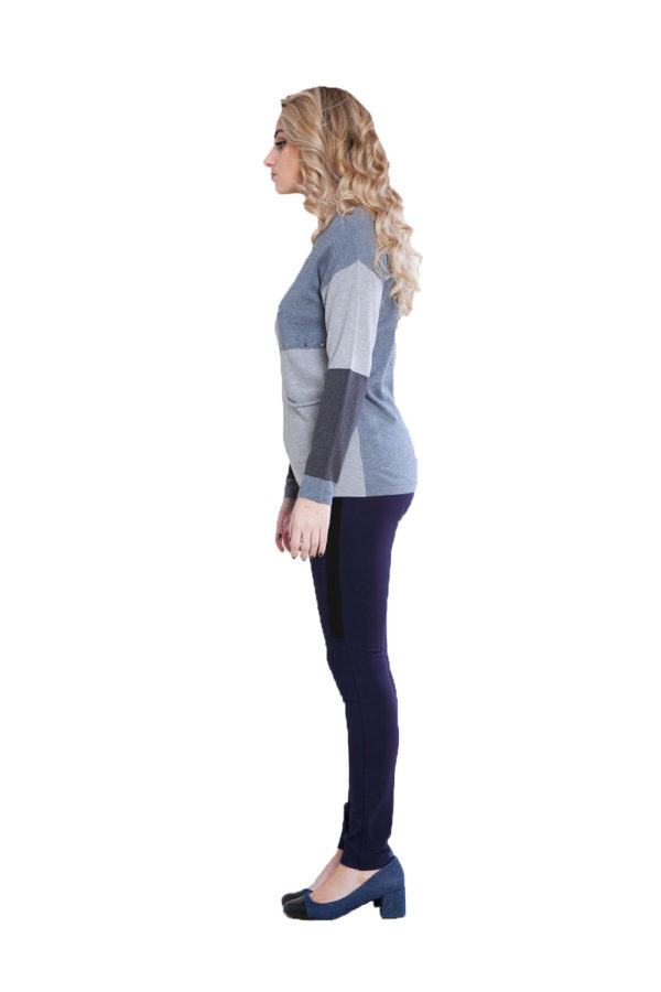 grey patchwork knit top- side
