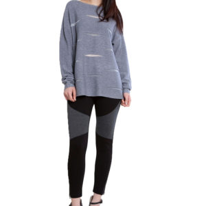 grey knit cut out sweater- front