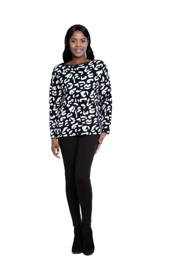 black leopard sweater- front