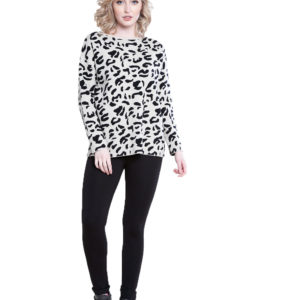 taupe leopard sweater- front