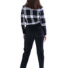 knit black plaid sweater- back