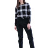 knit plaid black sweater- front