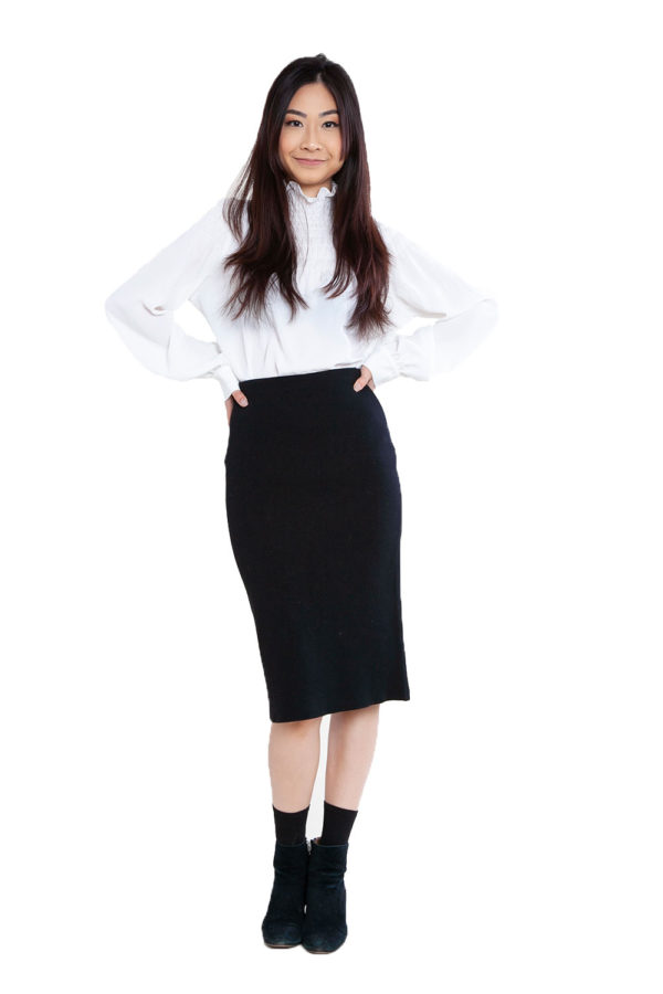 black knit skirt- front