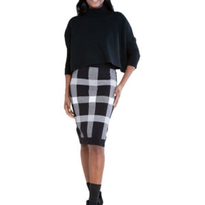 black plaid knit skirt- front
