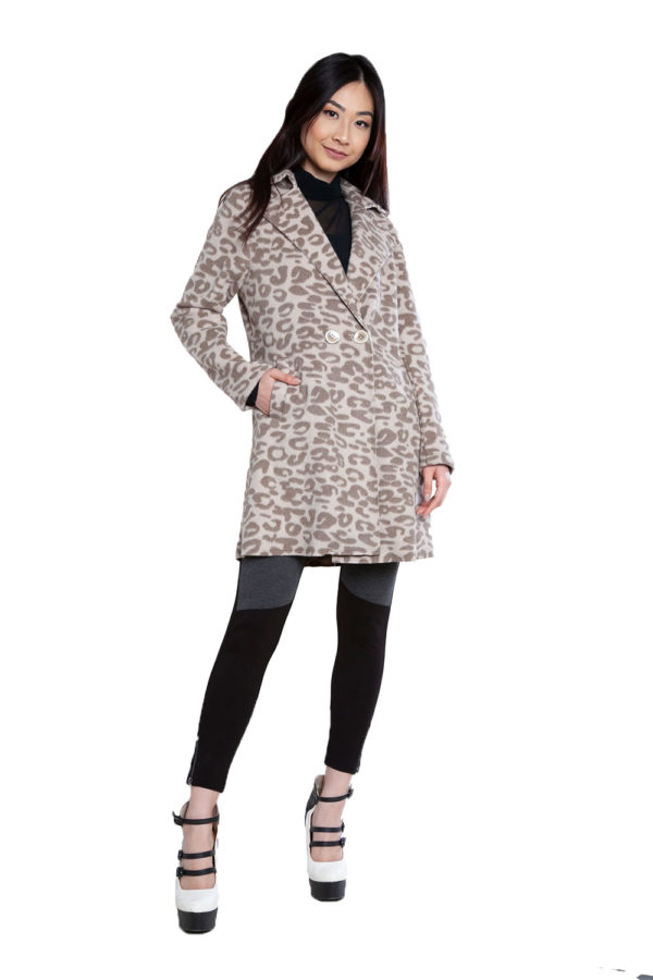 leopard printed brown jacket- front