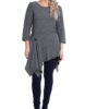 grey button detail tunic top- front