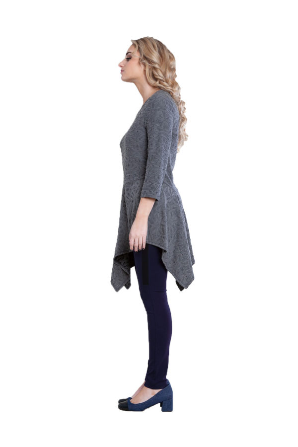 grey button detail tunic top- side