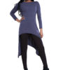 navy high low cut out tunic top- front