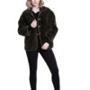 faux fur olive reversible jacket- front