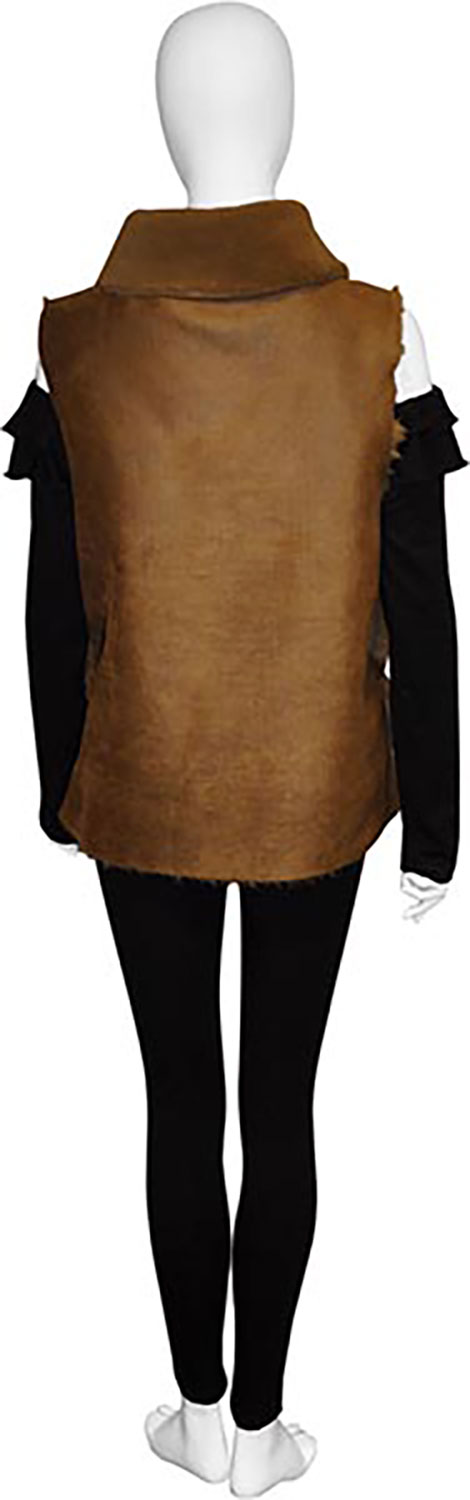 reversible faux fur camel vest- back
