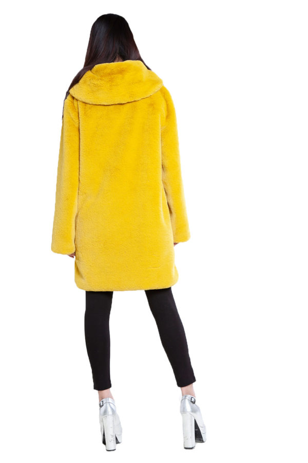 yellow faux fur long coat- back