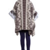 faux fur lined printed poncho- back