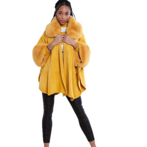 faux fur yellow cape- front