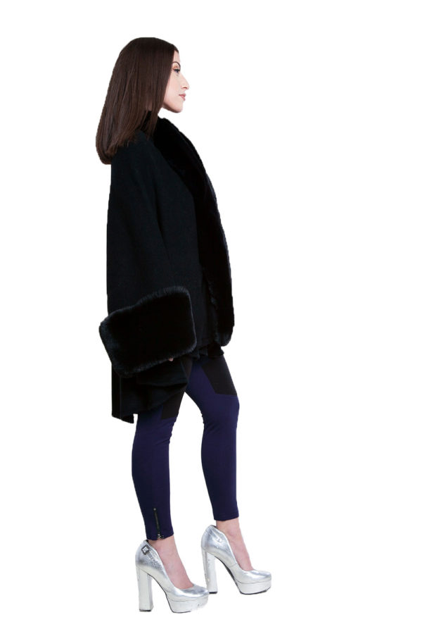 black faux fur cape- side