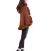 faux fur lined brown poncho- side