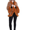 faux fur lined brown poncho- front