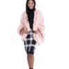 faux fur lined pink poncho- front