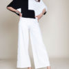 black and white color blocked knit top- front