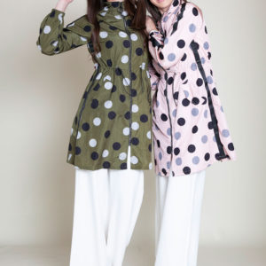 OLIVE AND PINK DOT JACKET- FRONT