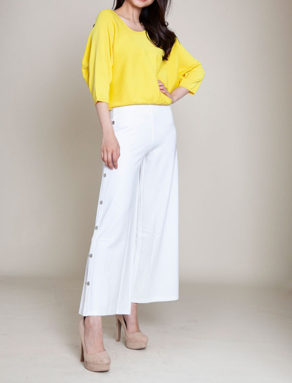 yellow slouch knit top- front