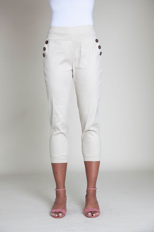 button side khaki pants- front