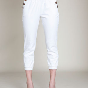 button side white pants- front