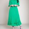 green bardot dress- front