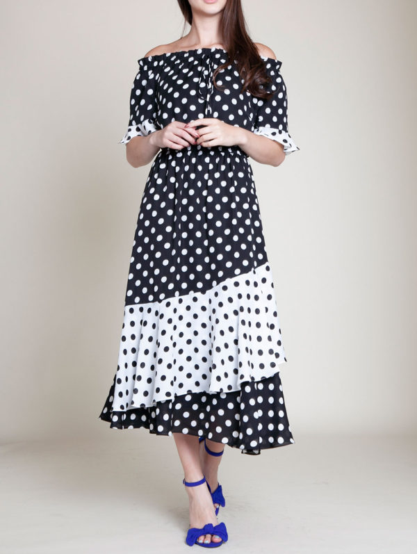 black and white printed dress- front