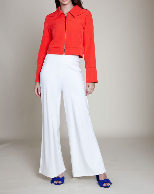 short collared coral jacket- front