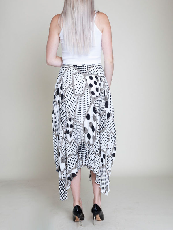 abstract printed polka dot black and white skirt- back