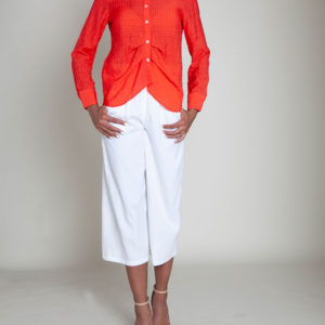 coral gathered front blouse- front