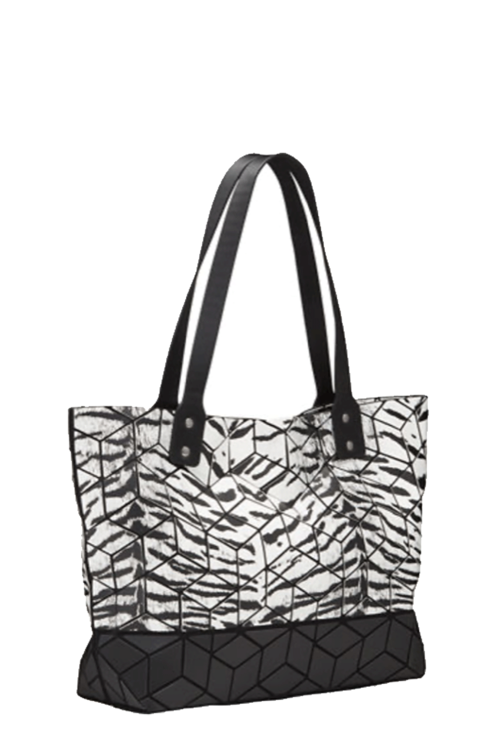 Printed Two Tone Slanted Square Geo Tote – BARAMI