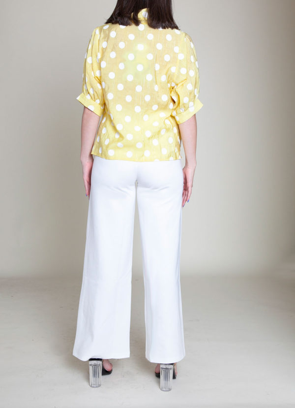 POLKA DOT BUTTON DOWN YELLOW TOP- BACK