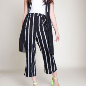 STRIPED CO ORD VEST AND CROP PANTS- FRONT