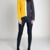 ZIP FRONT COLOR BLOCK YELLOW SWEATER- FRONT